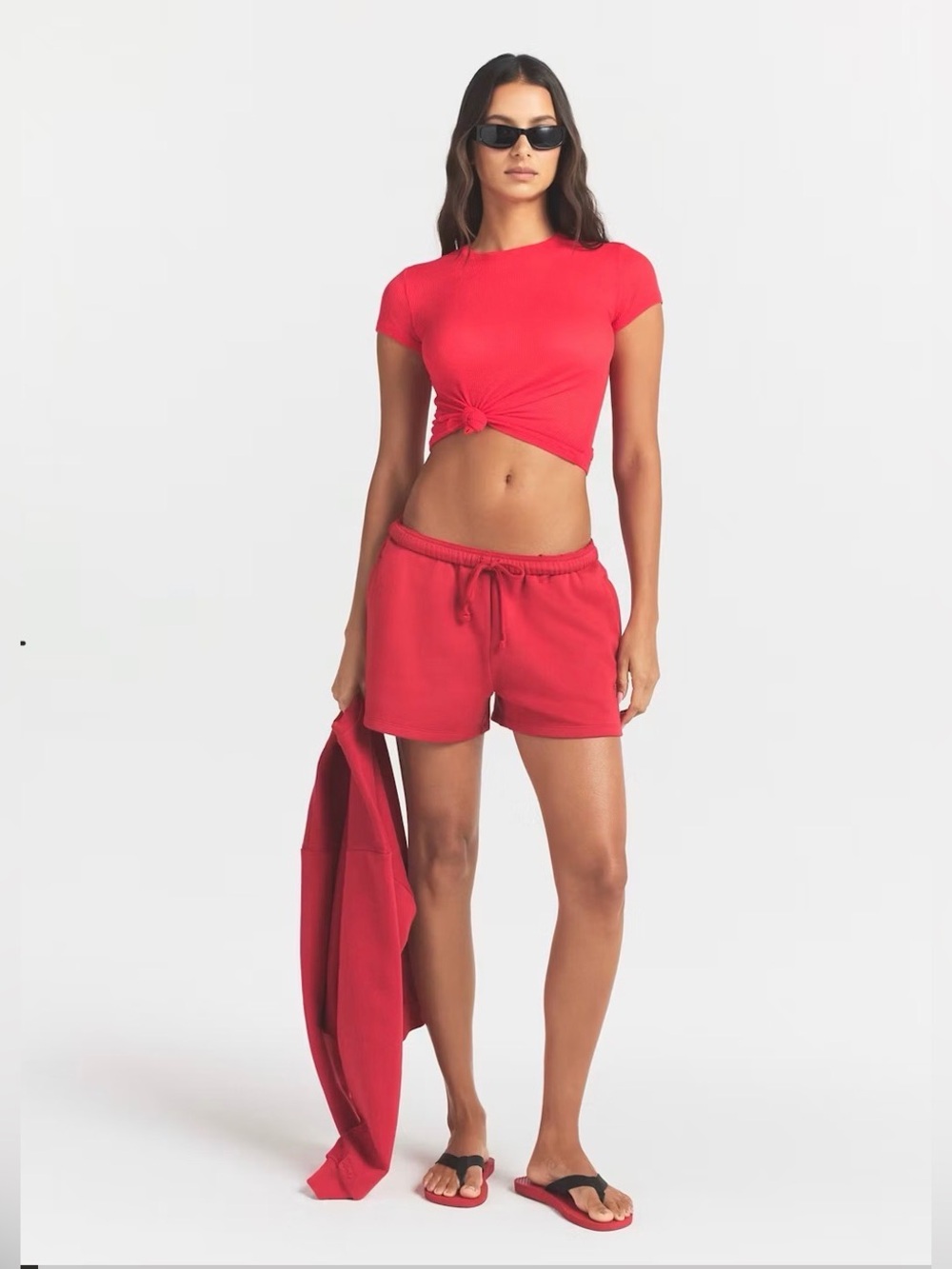 SKIMS COTTON FLEECE CLASSIC SHORT STYLE: BT-SHO-11766W COLOR: WASHED RED SIZE:XS